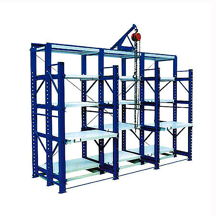 Heavy mould storage Rack with sliding drawer Tooling Moulds Storage  Mold rack with manual hoist