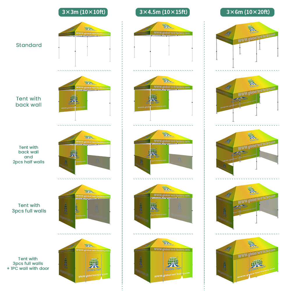 GlobalTent Customized Outdoor Canopy All Size EZ Up Removable Push And Pull Large Folding Trade Show Tent