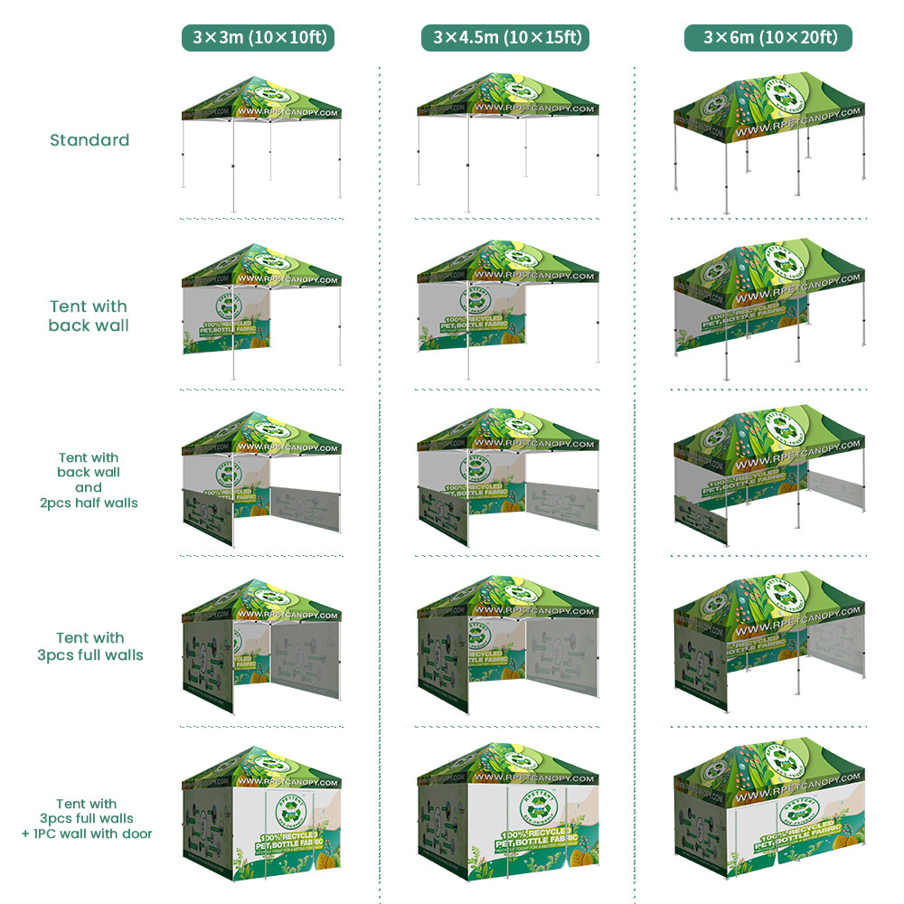 GlobalTent Custom Logo 10x10  10x15 10x20 EZ Up RPET Canopy Trade Show Tent