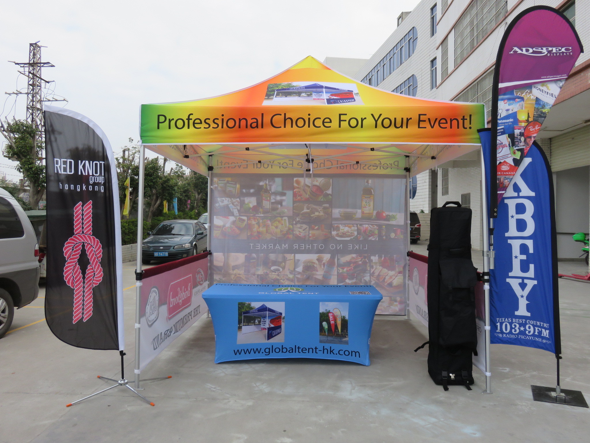 Outdoor Trade Show Custom Design Canopy Tent With Heat Transfer Printing Roof Top And Side Wall