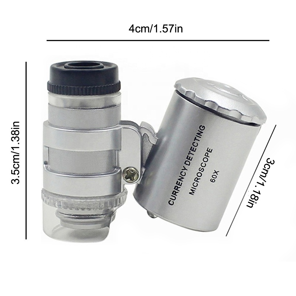 Mini 60x LED Portable Pocket Microscope Jeweler Magnifier Microscope Loupe Handheld Magnifier MG9882