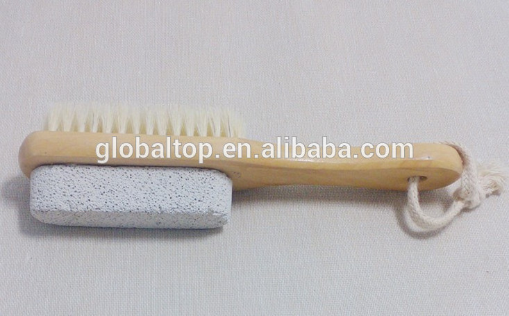 Hot Sell wooden handle Pumice Stone Nail Brush Pumice Foot bristle Brush