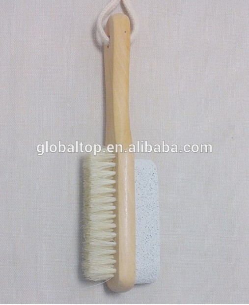 Hot Sell wooden handle Pumice Stone Nail Brush Pumice Foot bristle Brush