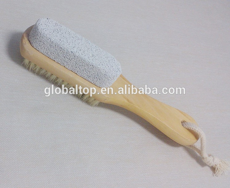 Hot Sell wooden handle Pumice Stone Nail Brush Pumice Foot bristle Brush