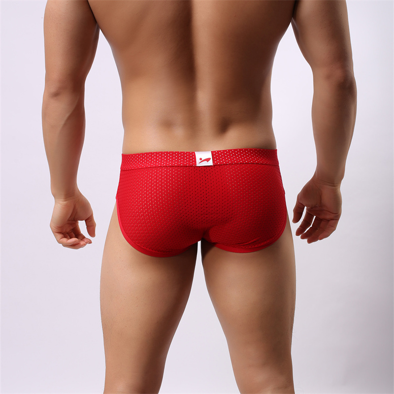 Men's sexy underwear polyamide breathable mesh gun egg separated lingerie funny briefs