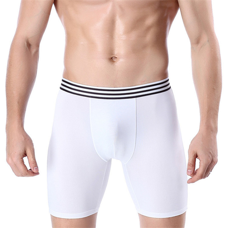 Long ice silk boxer briefs running wear-proof legs multi-purpose shorts,Men's sports underwear