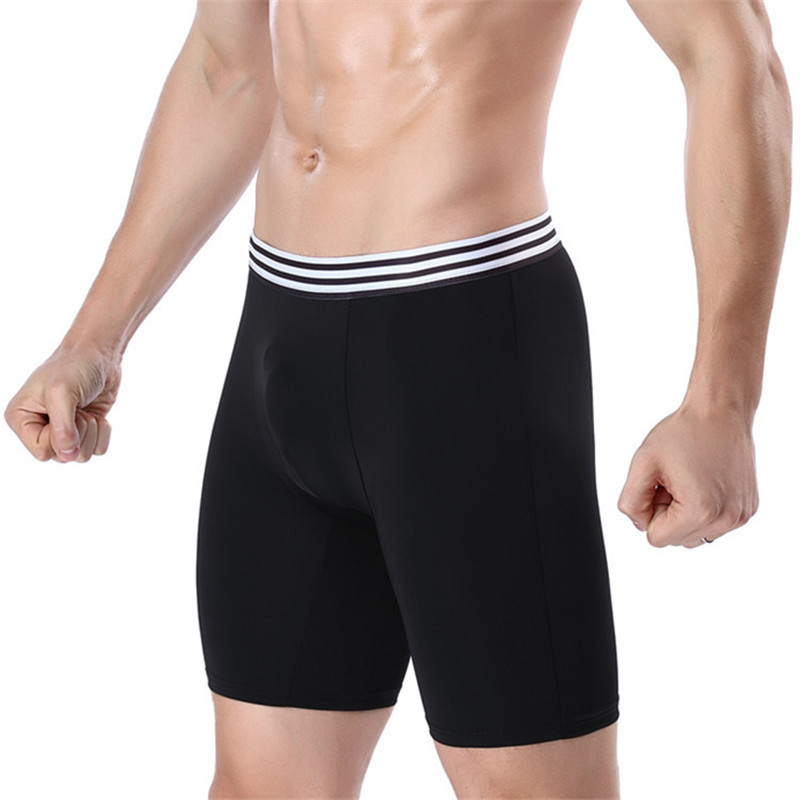 Long ice silk boxer briefs running wear-proof legs multi-purpose shorts,Men's sports underwear