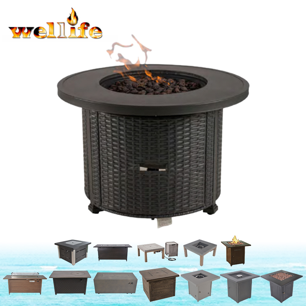 High quality trendy product multifunctional fire pit table 32in square metal mega outdoor propane gas fire pit