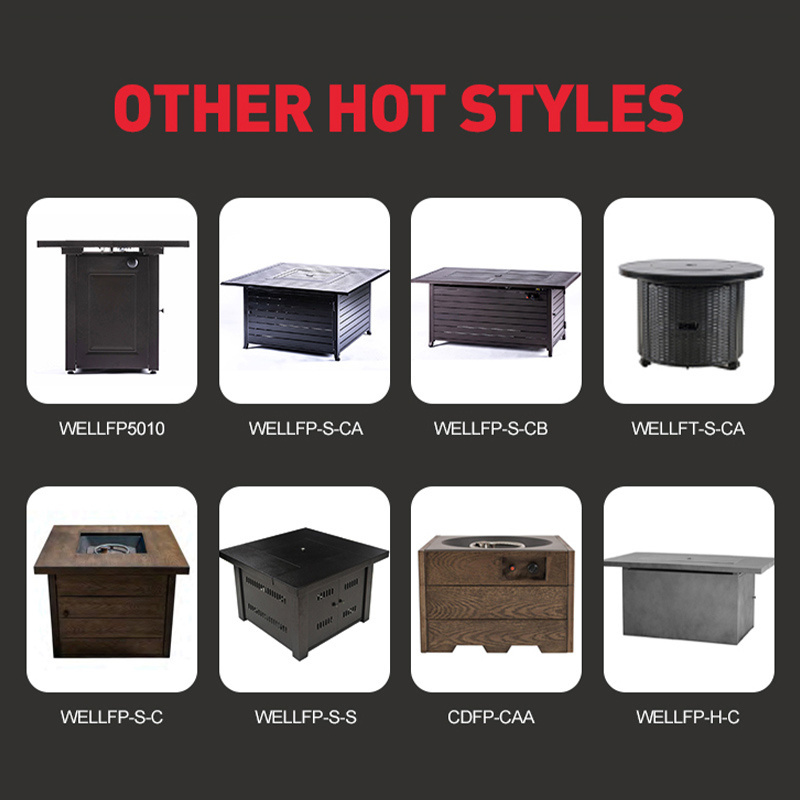 China Factory  Hot Sale new rectangle gas  48000 BTU MGO black fire pit