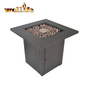 Wind Glass Guard Outdoor Propane 36 inch Square Brown PE Wicker Fire Pit Table