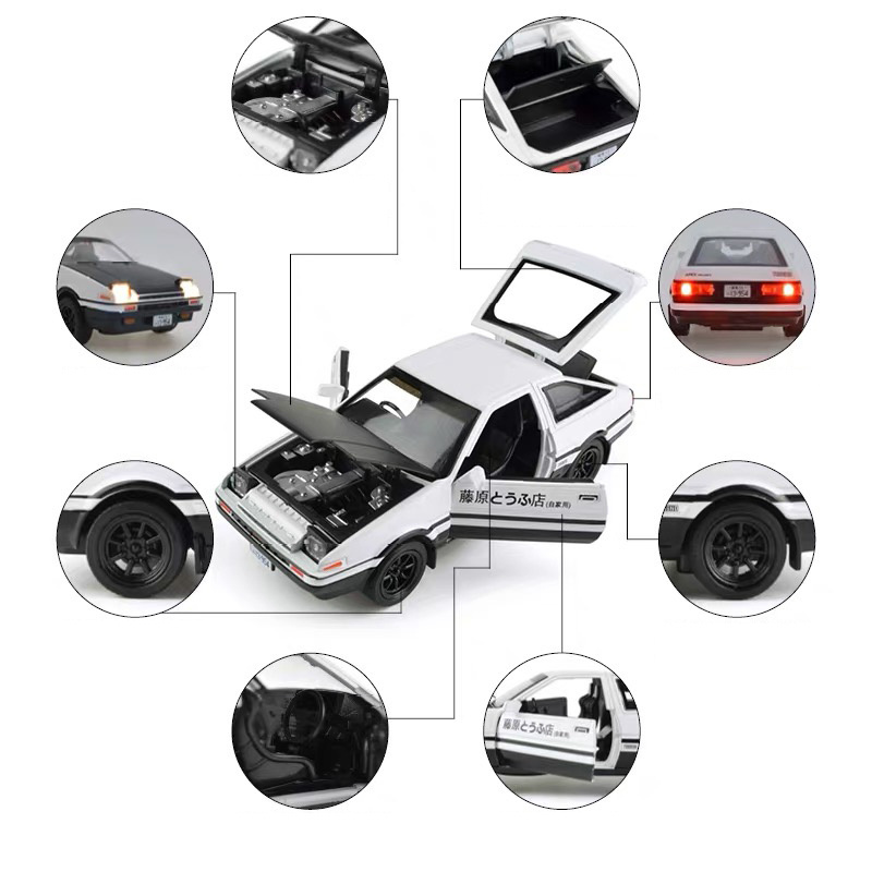 Hot Sale Diecast Model Cars Initial D AE86 Wheels Alloy Metal Vehicle Kids Toys for Children Souvenir Birthday Gift for Boys