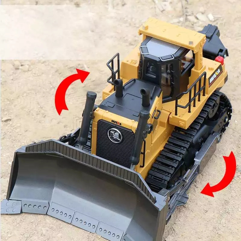 2021 New 1:16 Remote Control Truck 8CH RC Bulldozer Machine on Control Car Toys for Boys Huina 1569 Hobby Engineering New Gifts