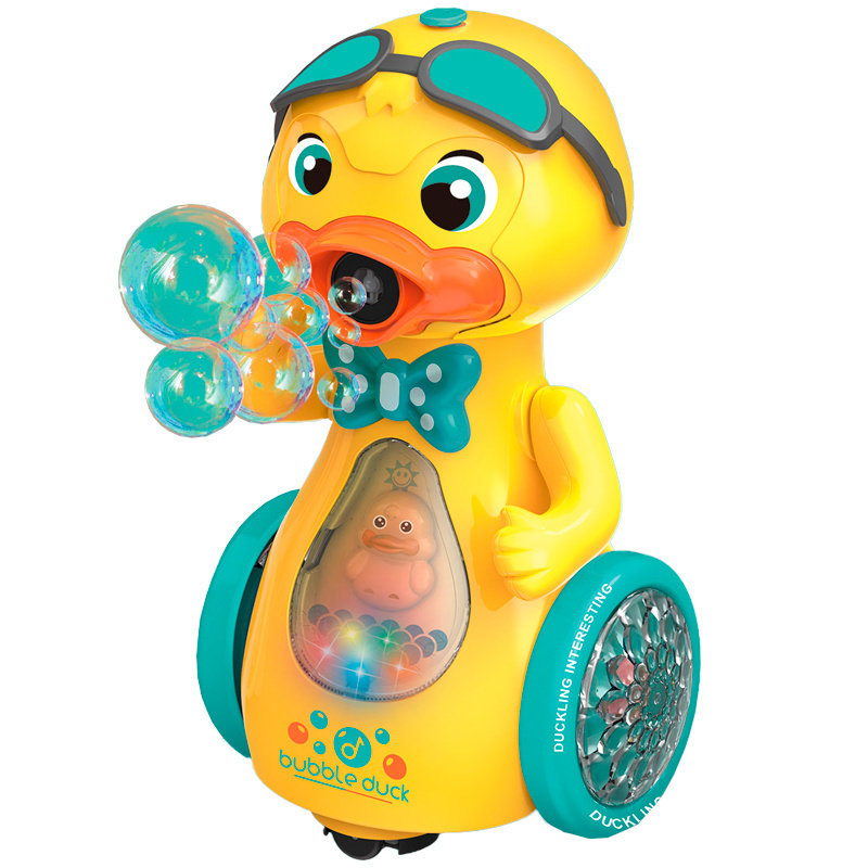 Global Funhood New Toys for Summer Light Up Gatling Bubble Machine Duck Gun Bubble Toys Water Kids Baby Bubble Bath