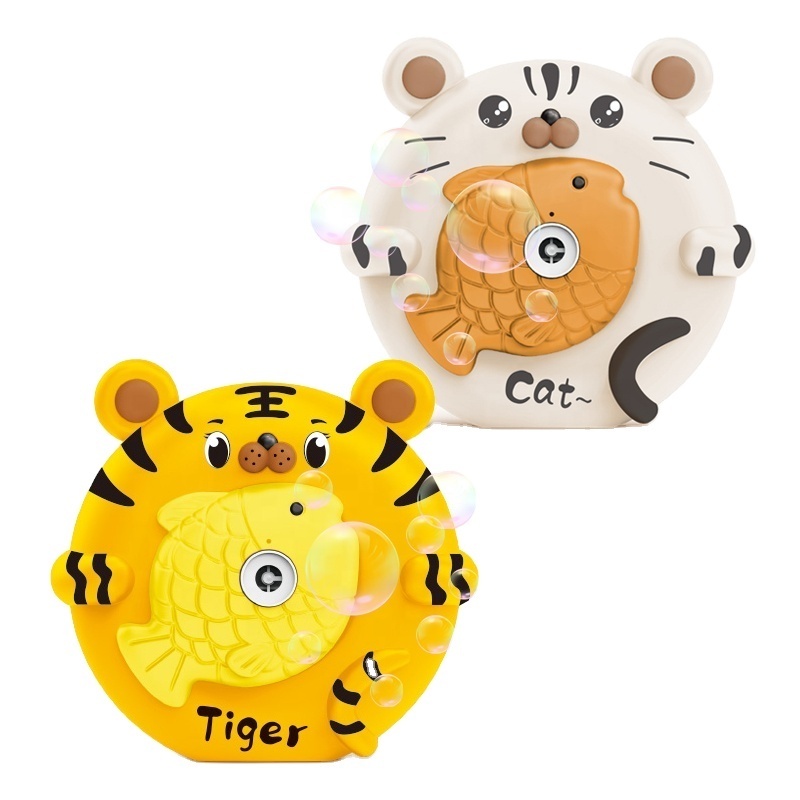 Cheap High Quality Toy Electric Tiger/Cat Bubble Machine with Light & Music Include bubble water