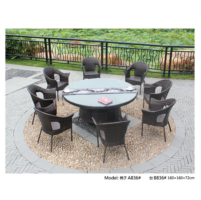 Cheap Garden Patio Used Synthetic Rattan Woven Outdoor Dining Table Set Wicker Restaurant Furniture Miami