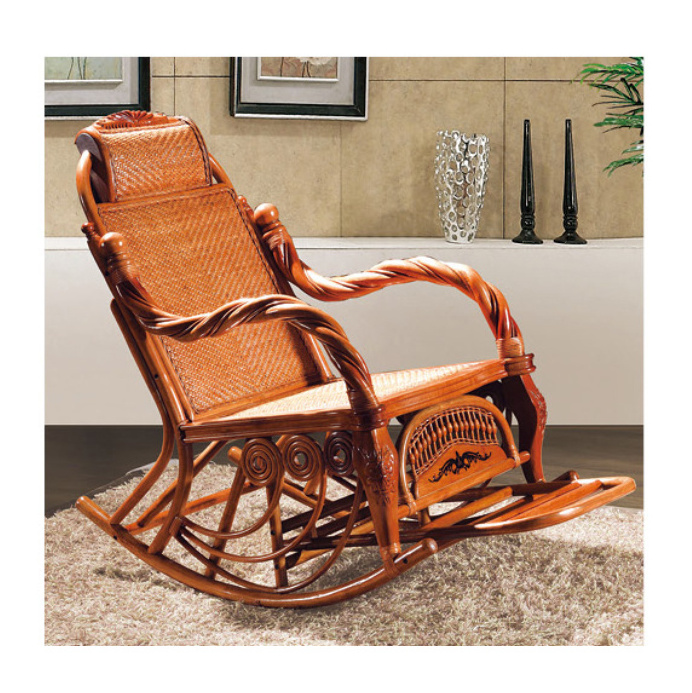 Luxury Adult Rocking Chair Rattan Wicker Furniture China Indoor Living Room Glider Modern Easy Lounge Rattan Chair Armchair