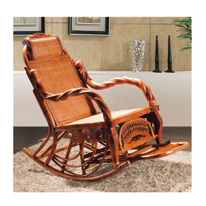 Luxury Adult Rocking Chair Rattan Wicker Furniture China Indoor Living Room Glider Modern Easy Lounge Rattan Chair Armchair