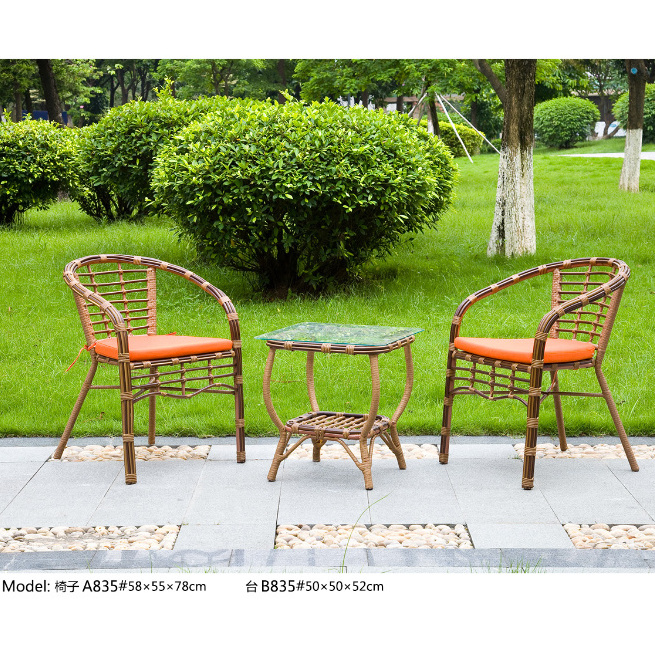 Cheap Garden Patio Used Synthetic Rattan Woven Outdoor Dining Table Set Wicker Restaurant Furniture Miami