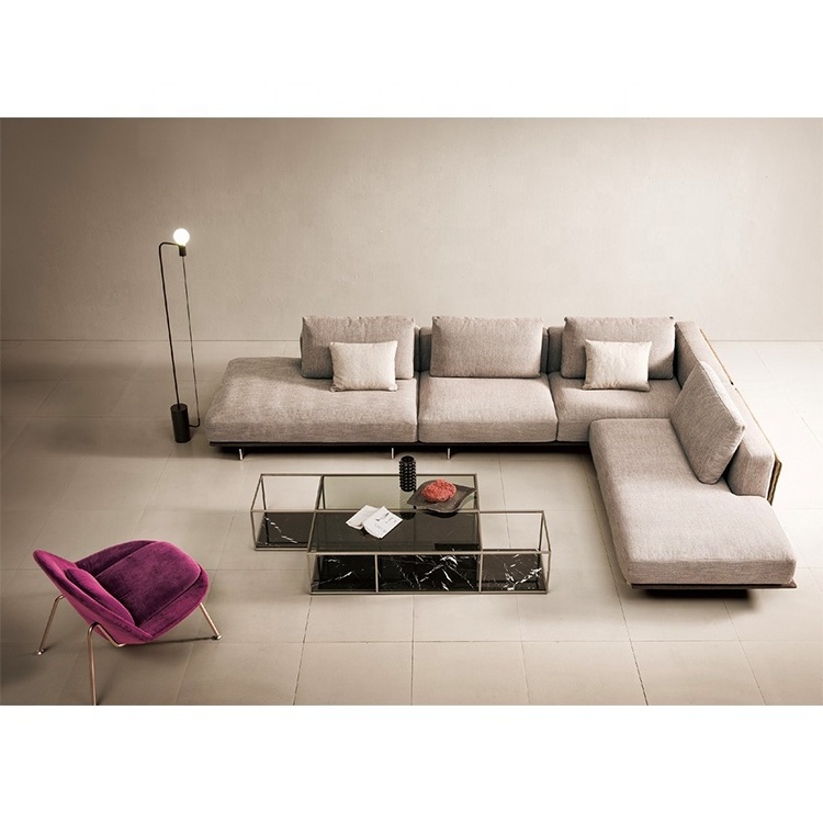 commercial Italian modern furniture design l shape fabric sofa set designs l shape living room sectional couch sofa