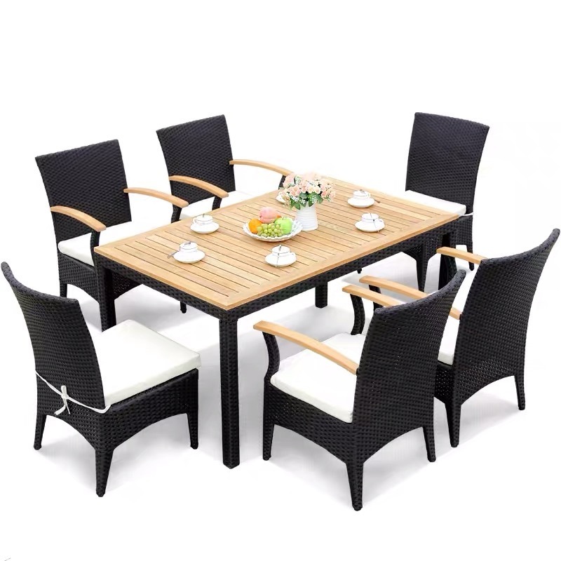 Cheap Patio outdoor furniture dining table set with teak wood indonesian furniture