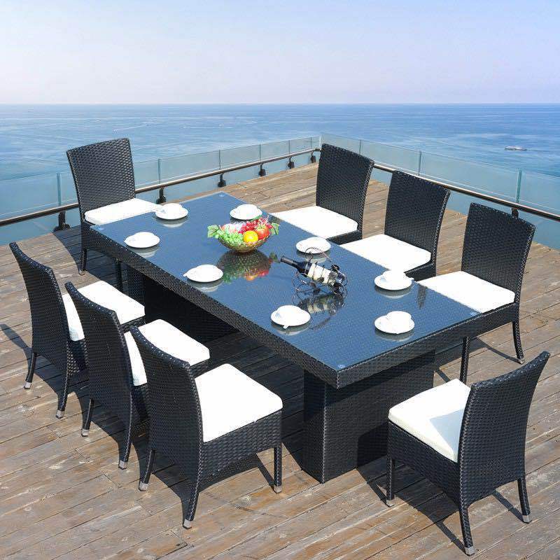 Wholesale 8-Seater Rattan  Furniture Outdoor Garden Table Sets