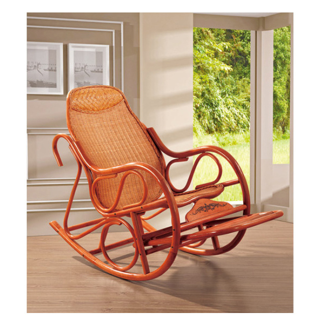 Luxury Adult Rocking Chair Rattan Wicker Furniture China Indoor Living Room Glider Modern Easy Lounge Rattan Chair Armchair