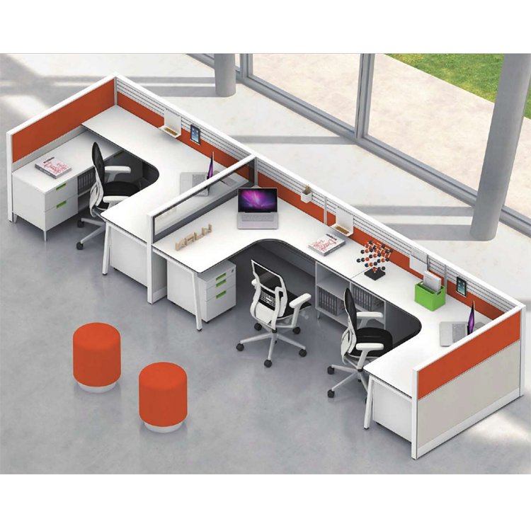 Modular Office Tables Call Center Cubicles 6 Person Workstation Office Table Office Furniture With Steel Leg And Screen