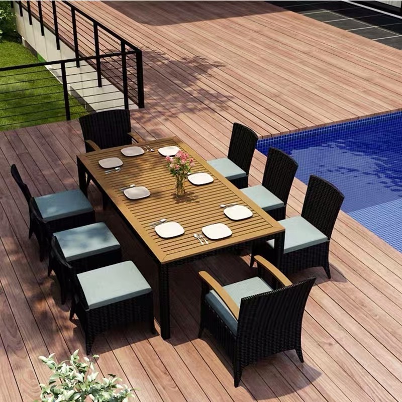 Cheap Patio outdoor furniture dining table set with teak wood indonesian furniture