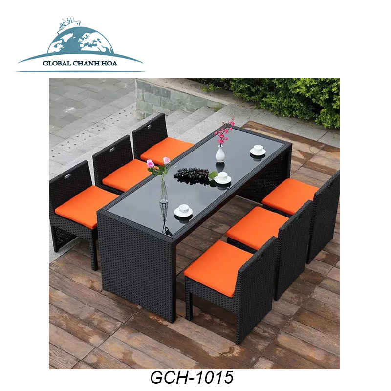 hot sale PE rattan dining sets chair and table outdoor furniture