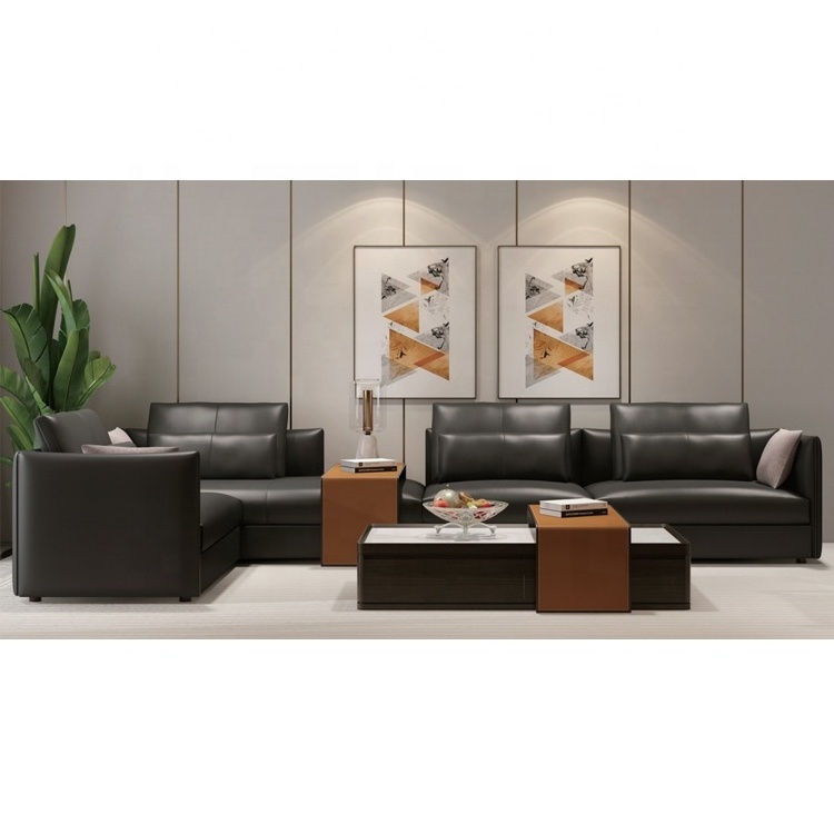 Italian fancy artistic sala set 3 seat modern luxury leather couches living room sofa with solid wood legs