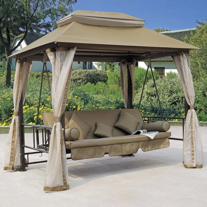 High Quality Leisure Garden Gazebo With Swing Bed Patio Swing Chair With Canopy