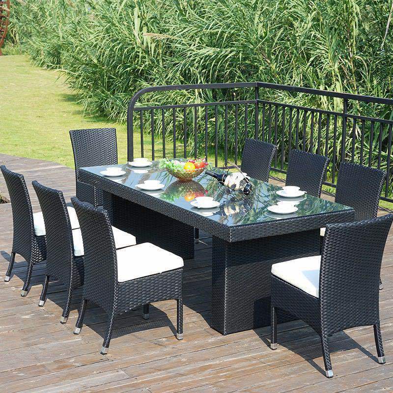 Wholesale 8-Seater Rattan  Furniture Outdoor Garden Table Sets