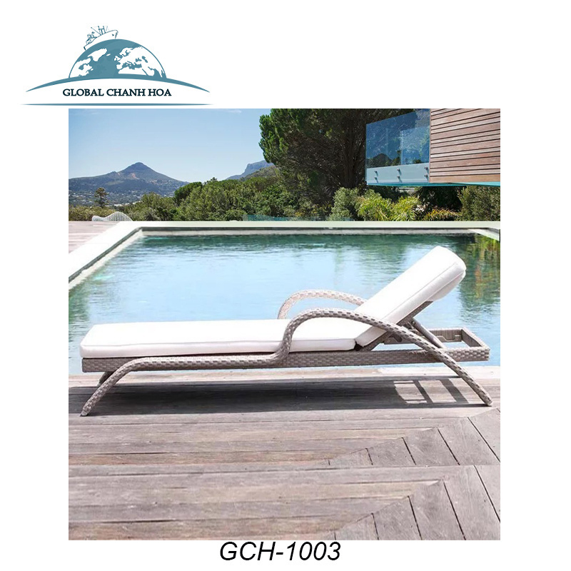 Mixarts outdoor chaise pool plastic rattan sun lounge chair