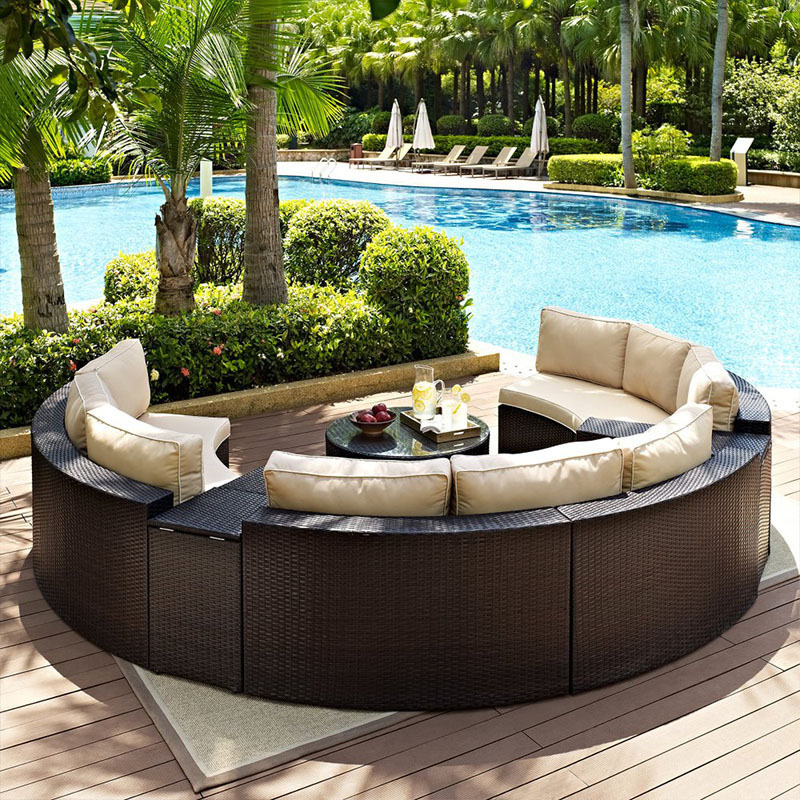 2019 New Design Patio Wicker Garden Furniture Sofa Bed Double Deck Bed Rattan Outdoor Furniture