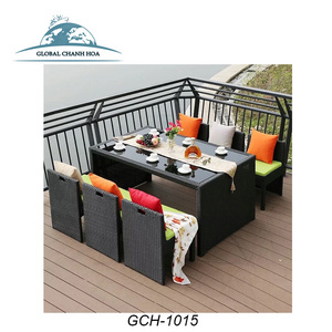 hot sale PE rattan dining sets chair and table outdoor furniture