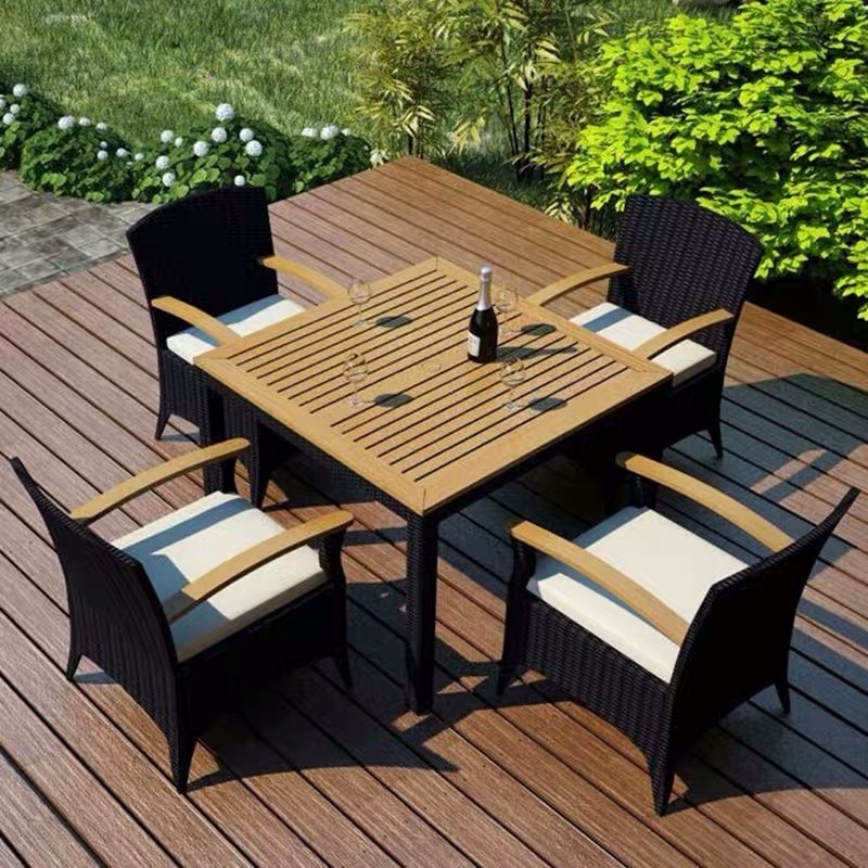 Cheap Patio outdoor furniture dining table set with teak wood indonesian furniture