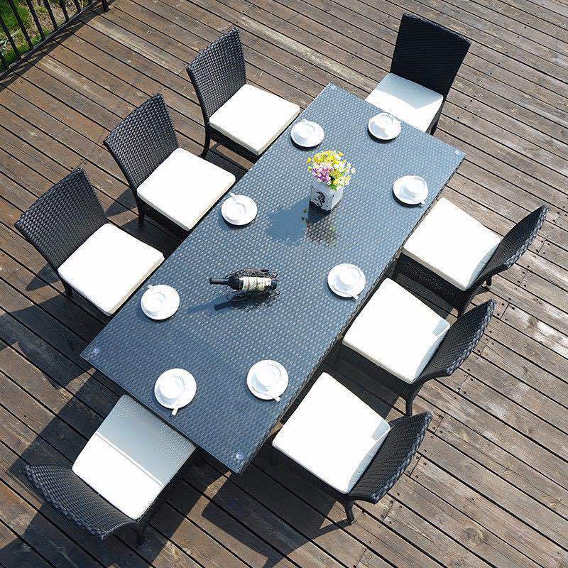 Wholesale 8-Seater Rattan  Furniture Outdoor Garden Table Sets