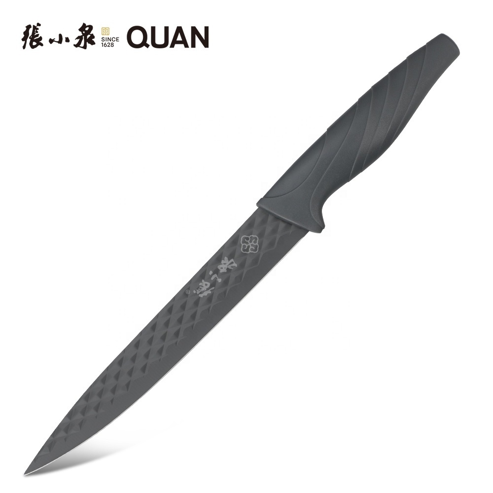 Hot sell 4 Piece Stainless Steel diamond stamped design blade with resin Kitchen Knife Set black handle  8 inch Chef Knives Set