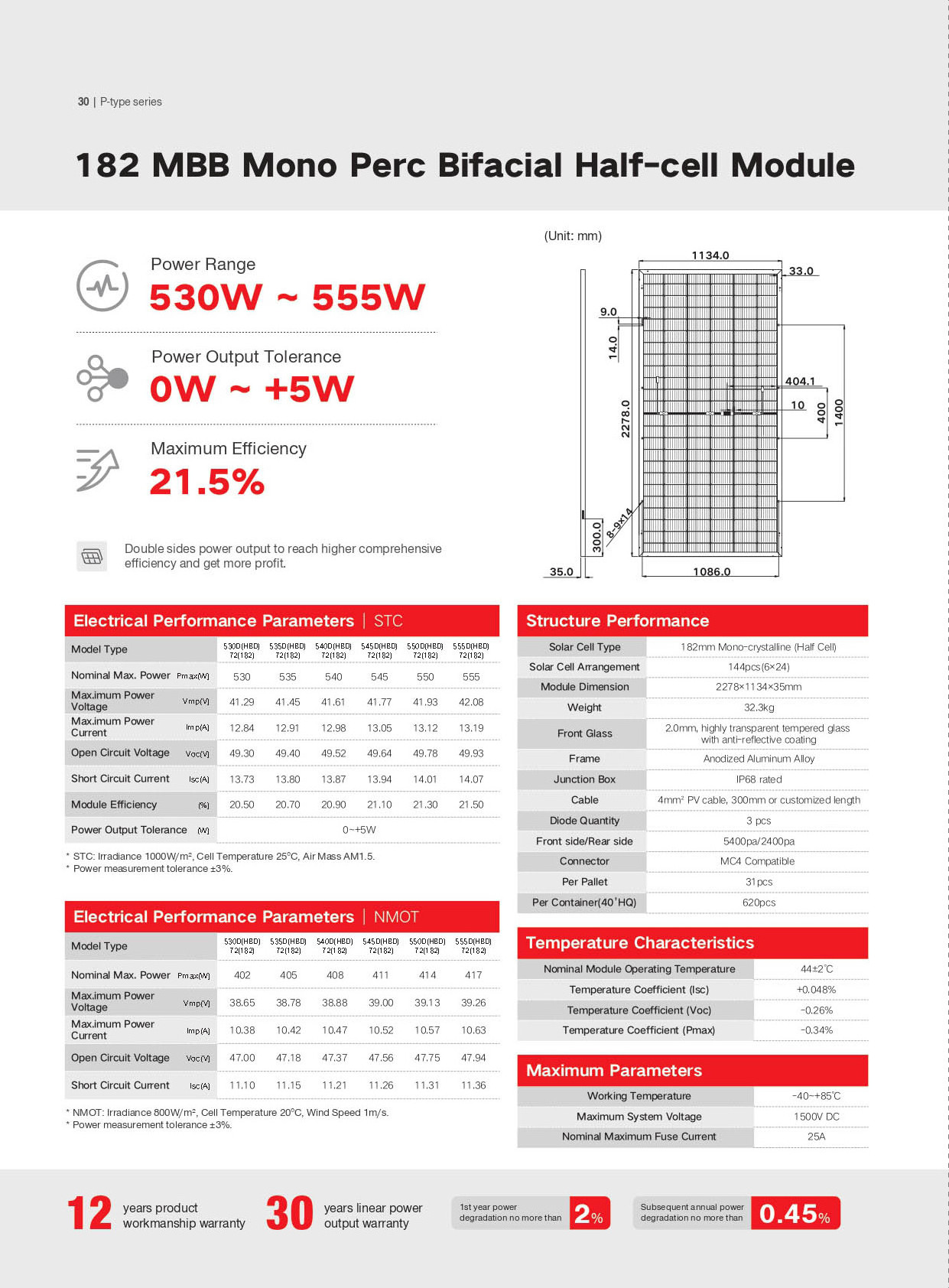 Iso 9001 best price per watt certified ground enphase 182 bifacial 550w double-sided solar panel made in china