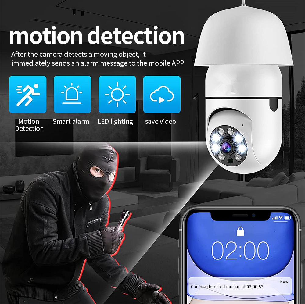 1080P wireless wifi light bulb camera E27 Socket security camera smart home 360 degree wifi bulb camera