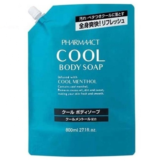 Made in Japan Pharmaact Cool Menthol Body Wash Refill 800ml Cooling Refreshing Bath Body Wash Liquid Soap Hot Selling Wholesale