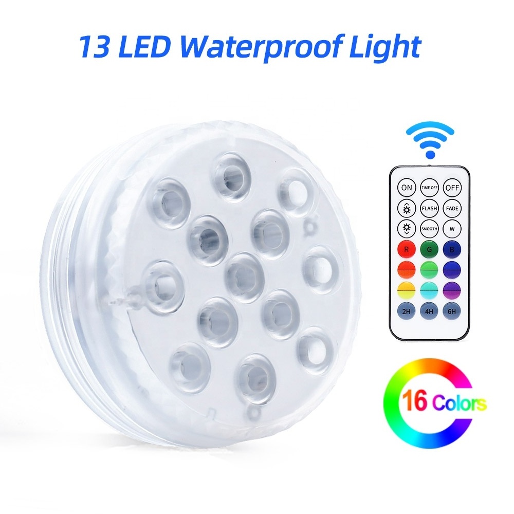 Flashing Pool Light RGB Remote Control IP68 Waterproof Battery Operated Super Bright Fountain Rechargeable Submersible LED Light