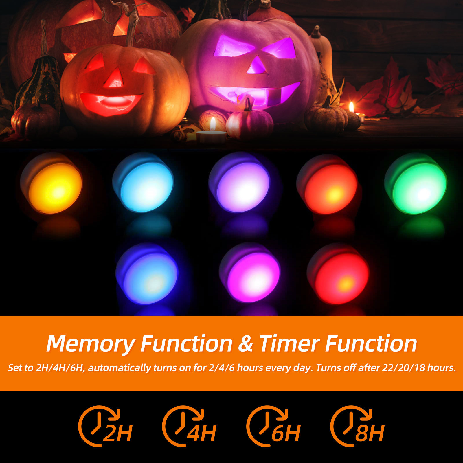 Party Supplies Halloween Pumpkin Lights Decorations Remote Control Pumpkin Light Tea Lights For Halloween Party Ornaments