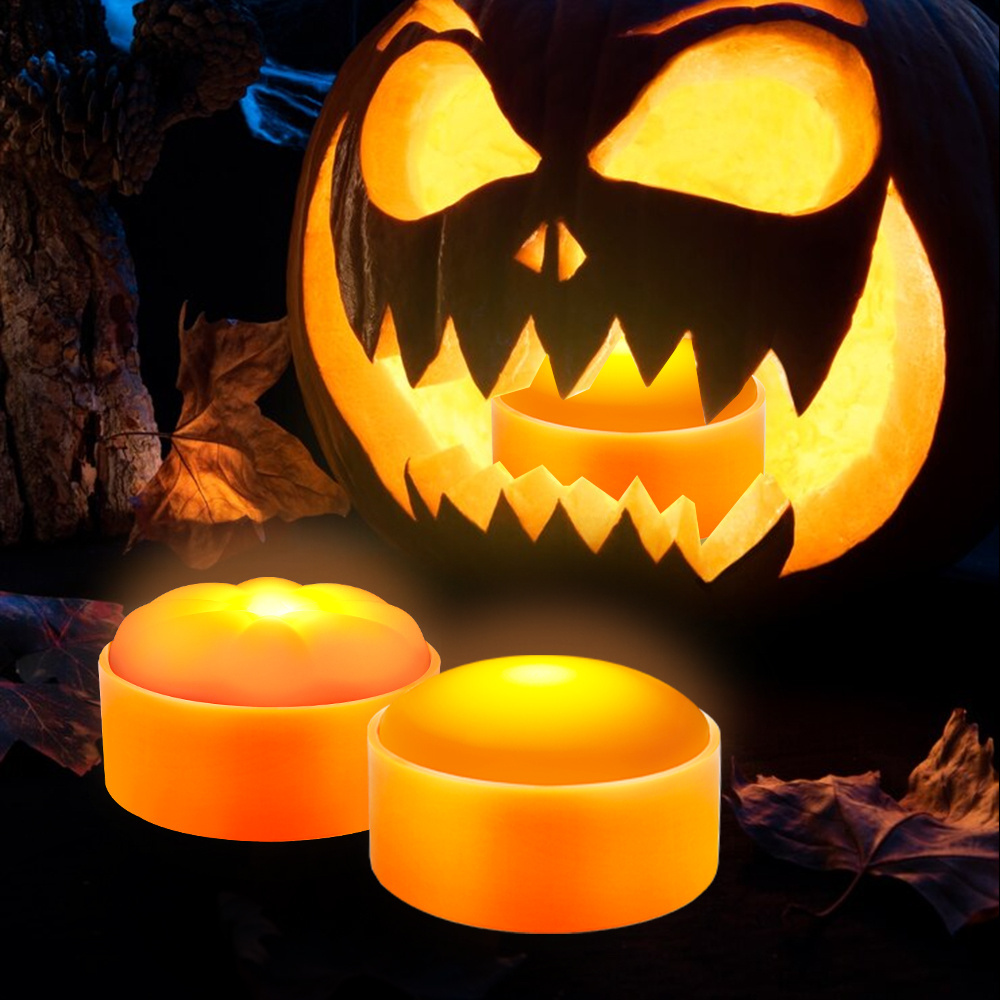 Jack o Lantern Operated Outdoor Candles Led Rechargeable Halloween Lights Orange With Timer Flameless Outdoor Battery Lights