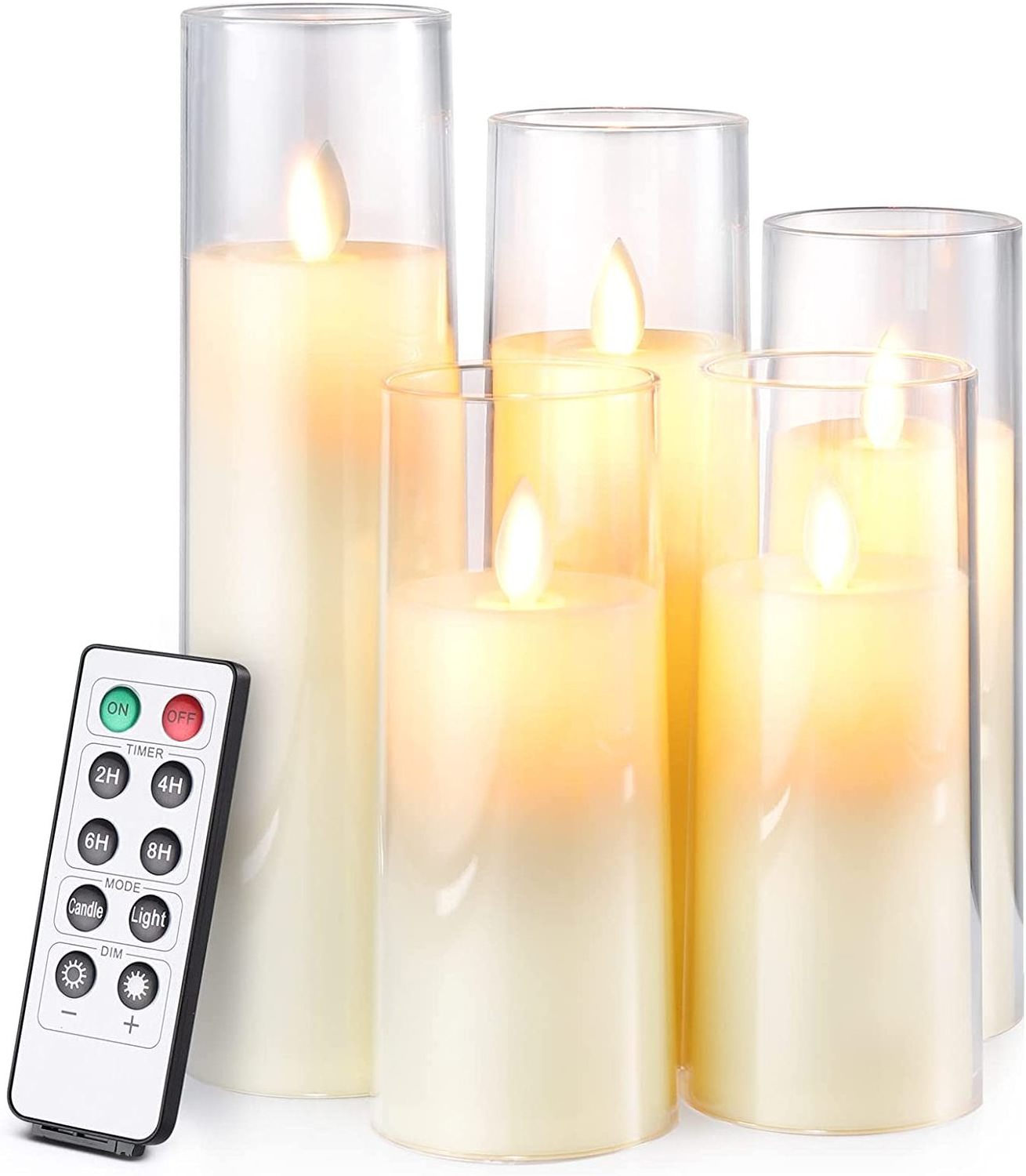 Flameless LED Battery Operated Acrylic Glass White Pillar 2.3