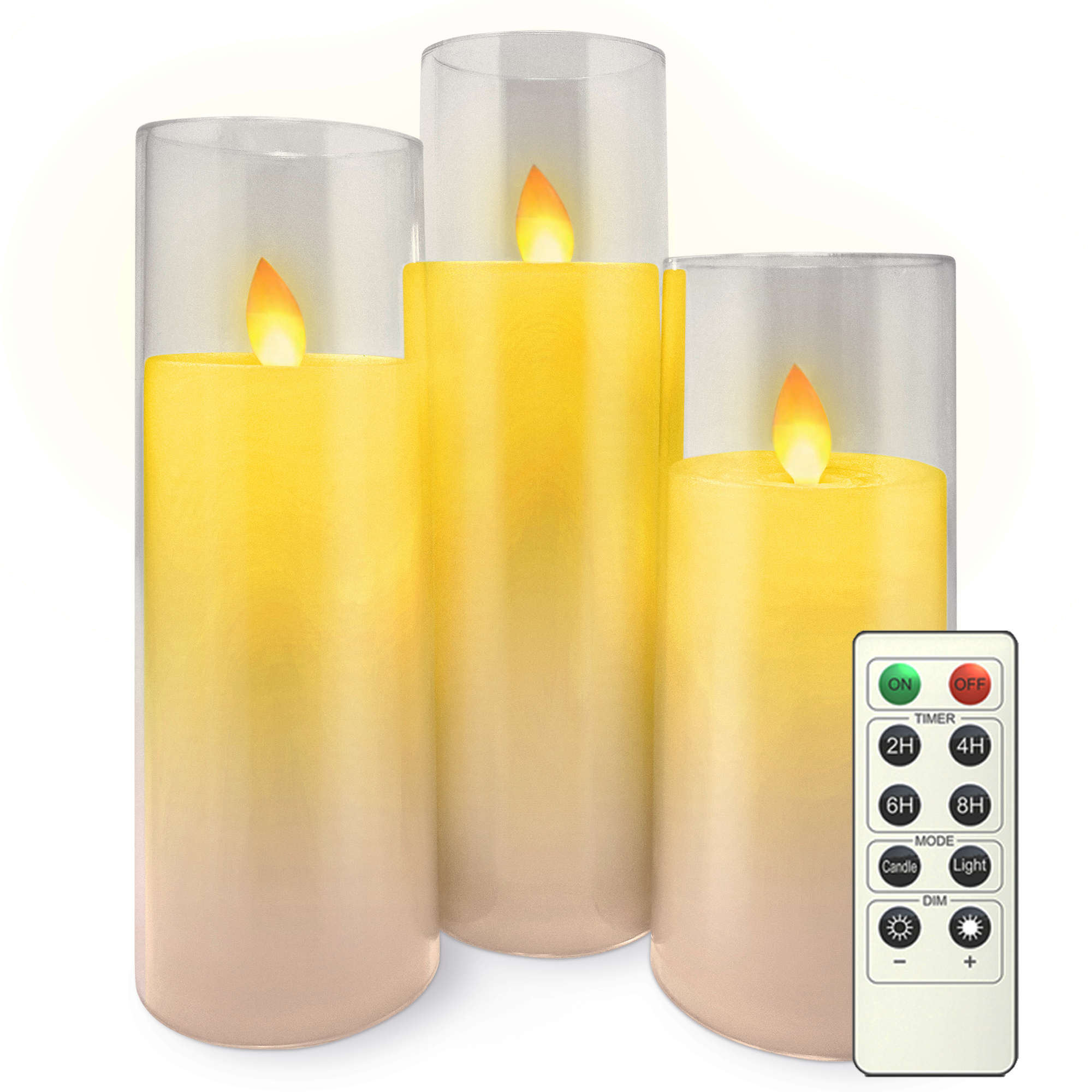 Flameless LED Battery Operated Acrylic Glass White Pillar 5.5