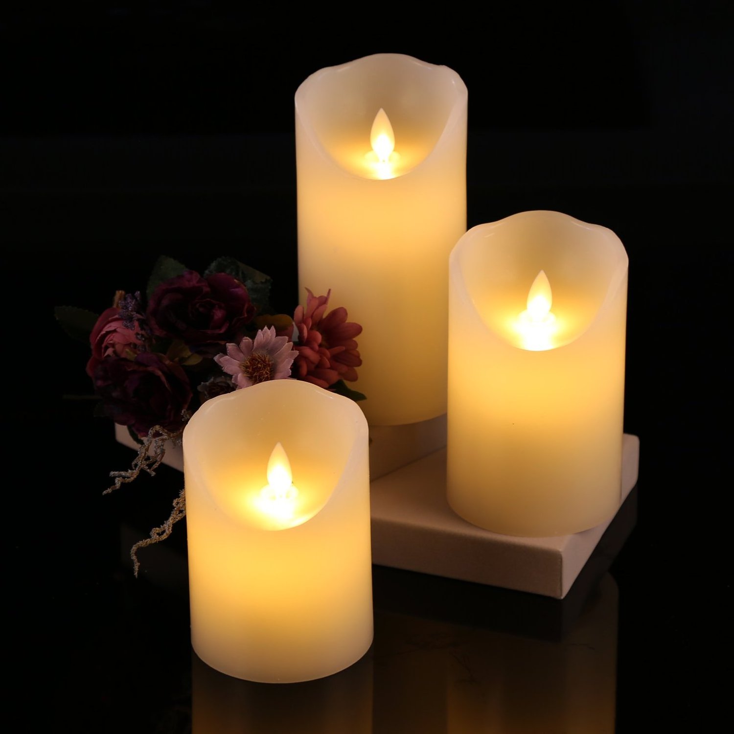 Flameless LED Battery Operated Rechargeable Wax Ivory Pillar 4