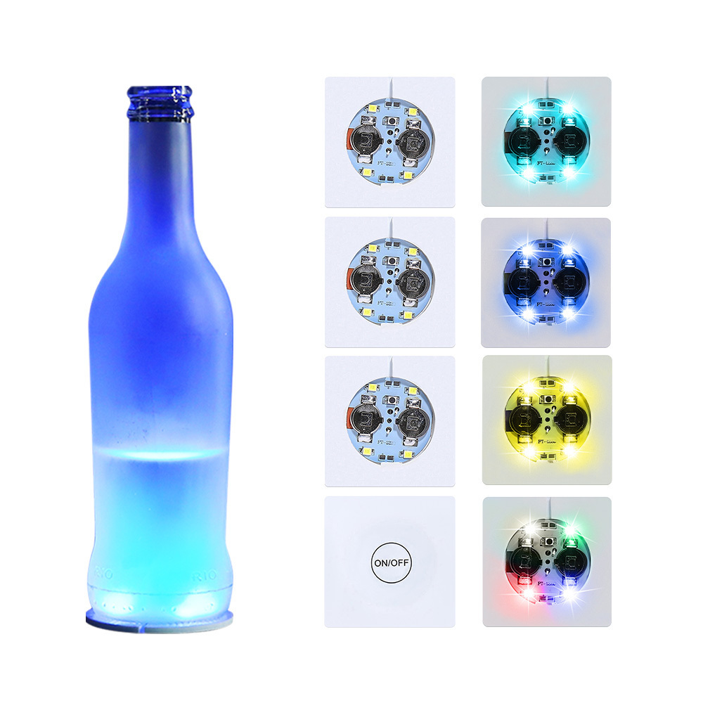 Rave Party Accessories LED Sticker Coaster Drinks Flash Light Up Cup Coaster Flashing Shots Light LED Bottle Sticker Lights