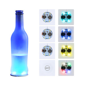 Rave Party Accessories LED Sticker Coaster Drinks Flash Light Up Cup Coaster Flashing Shots Light LED Bottle Sticker Lights