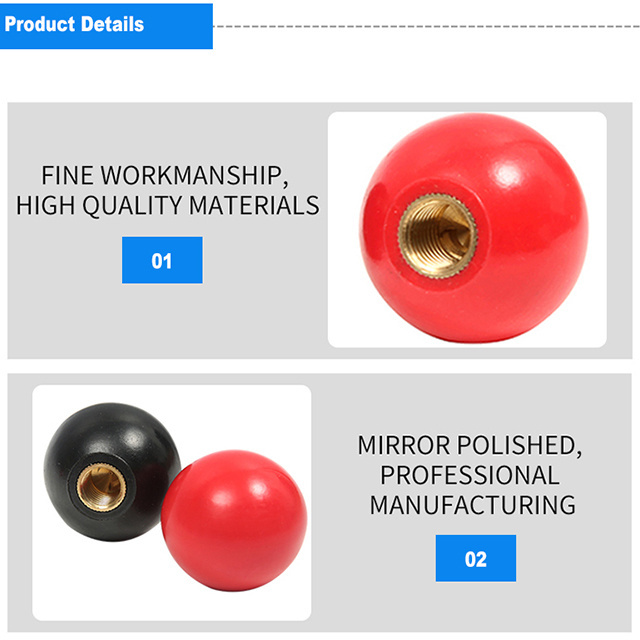 Factory price yellow Red Black round Ball Knobs Revolving Handle Bakelite ball knob m8 m10 for Printing Industry